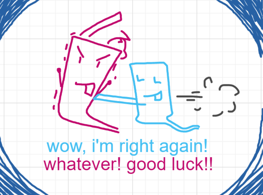 A panel from What's The Point, episode five of the Board Boards object show by Furretwalk/WalkingFurret.